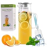 Pichet en verre de 1 litre avec couvercle, carafe à