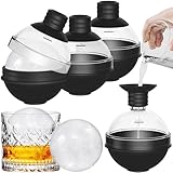 Gimars Lot de 4 Moules à Glaçons Sphériques en Silicone