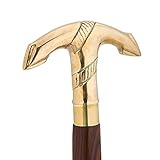 Ajuny Canne de Marche en Bois Fait Main avec Poignée