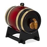 Relaxdays Fût 1,25 l, en Bois, Robinet, Support, pour