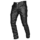 URIBAKY Hommes Automne Hiver Punk Rétro Goth Slim Pantalon