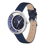 Crystal Blue Montre-bracelet analogique à quartz pour