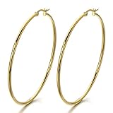 2 Grande Or Plaine Cercle Boucle d'oreille Charnière