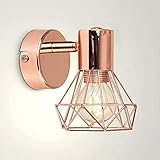 LED Applique Murale Or Rose Abat-jour Cage Métal Lampe