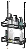 Rangement Douche Suspendu,Noir Sans Percer Panier de