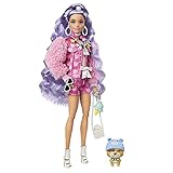 Barbie Extra poupée articulée aux longs cheveux violets,