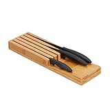 Relaxdays range couteaux de cuisine bambou, support