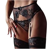 ROSVAY Femme Porte-Jarretelle Sexy Transparente avec