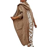 yiouyisheng Cardigan en tricot avec lettres à l'arrière,