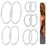 grandes boucles d'oreilles créoles en acier inoxydable,