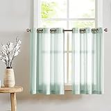 TOPICK Rideaux Courts d'Intérieur à Rayures Bleu Vert,