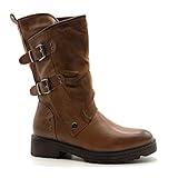 Angkorly - Chaussures Mode Bottes Motard Motarde Moto