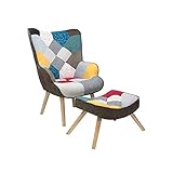 Totò Piccinni Fauteuil avec Tabouret Design Patchwork