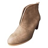 Dasongff Bottes courtes à talon bloc pour femme Bottines