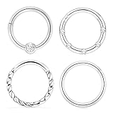 Crdifu 4pcs Nez Lèvre Septum Clicker en Acier Inoxydable