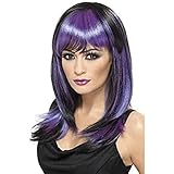 Smiffys Perruque sorcière glamour, Violetet Noir, Longue
