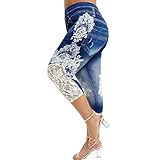 VJGOAL Legging Jean Femme Sexy Dentelle Chic Imprimé