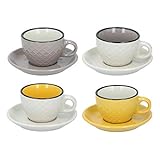 Lot de 4 tasses à cappuccino en céramique avec soucoupes