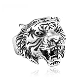 Bague Homme En Acier Inoxydable Tête De Tigre Vintage