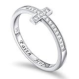 Flyow Argent Sterling 925 Bijoux Croix Latérale Bague