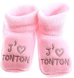 Chaussons pour bébé 0 à 3 Mois rose - J'aime tonton