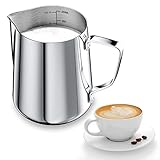 Newaner 350ml Pot à Lait 304 Inox pour Mousser le Lait,