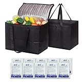 2 pièce Grand Sac Isotherme （40L+40L） + 10 pièce banquise，Noir