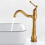 ROWINNAO Robinet Salle de Bain Rétro Laiton Haut, Antique