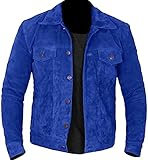 Veste en daim bleu pour homme - Style motard - Style