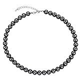 U7 Collier Femme Perle Noire Réglable Ras du Cou Bijoux