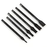 6pcs poinçons en cuir noir fendue droite pointe plate