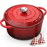 Cocotte Fonte - 26cm Rouge Faitout Marmite Four Hollandais