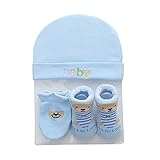 Carolilly Ensemble Nouveau-Nés Bonnets en Coton + Mitaines