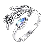 AEONSLOVE Bague Feuille Reglable pour Femme Bague Pierre