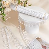 WADORN 3.33 mètre de Bordure à Franges en Perles Blanches,