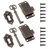 Lot de 2 serrures de porte d'armoire en laiton bronze