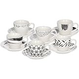 Tognana Zenith, Pack de 6 tasses à café avec soucoupes,
