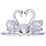 Décoration en Verre de Cristal en Forme de Deux cygnes
