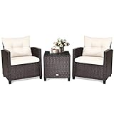 GIANTEX Salon de Jardin 2 Personnes en Rotin, Mobilier