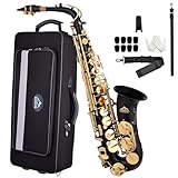 EASTROCK Saxophone Alto Plat en Laiton Laqué Doré,