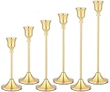 Showgeous Lot de 6 bougeoirs, bougeoirs en Laiton doré,