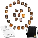 RUNES DIVINATOIRES VIKING Œil de Tigre, Set x25 Pierres
