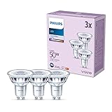 Philips pack de 3 ampoules LED GU10, 50W, 4000K, blanc