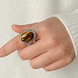 Bague Pierre Naturelle Oeil De Tigre Ovale Lapis Lazuli