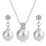 Parure de bijoux 3 pièces en argent 925 avec collier