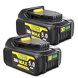 5Ah Batterie pour Dewalt Batterie 18V: 2-pièces Li-ION