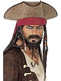 Smiffys Chapeau de pirate, marron, avec dreadlocks