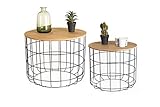 LIFA LIVING, Table Gigogne Bois et Metal Ronde, Lot