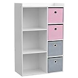 4117, Armoire 3 Niches avec 4 Tiroirs, blanche rose