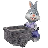 VOSAREA Lapin Brouette Planteur Animal Plante Pot Résine